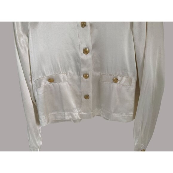 J.Crew Lady Shirt-jacket In Luster Crepe White gold Buttons Preppy Size XS - Picture 5 of 9